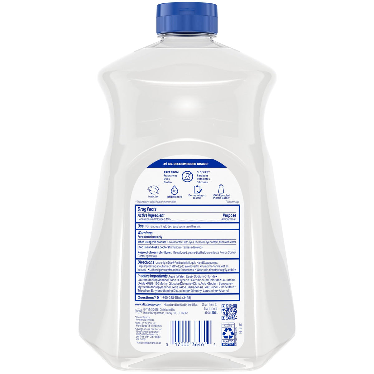 Antibacterial Liquid Hand Soap by Dial – 52 Fl Oz (Pack of 3), Clear, Pack of 3, Model 3114115