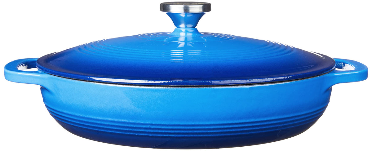 Enameled Cast Iron Covered Casserole by Lodge – 3.6 quarts, Cast Iron, Caribbean Blue, Pack of 2