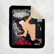 Vintage La Victoria Arduino Caffe Espresso Poster Sherpa Lined Blanket