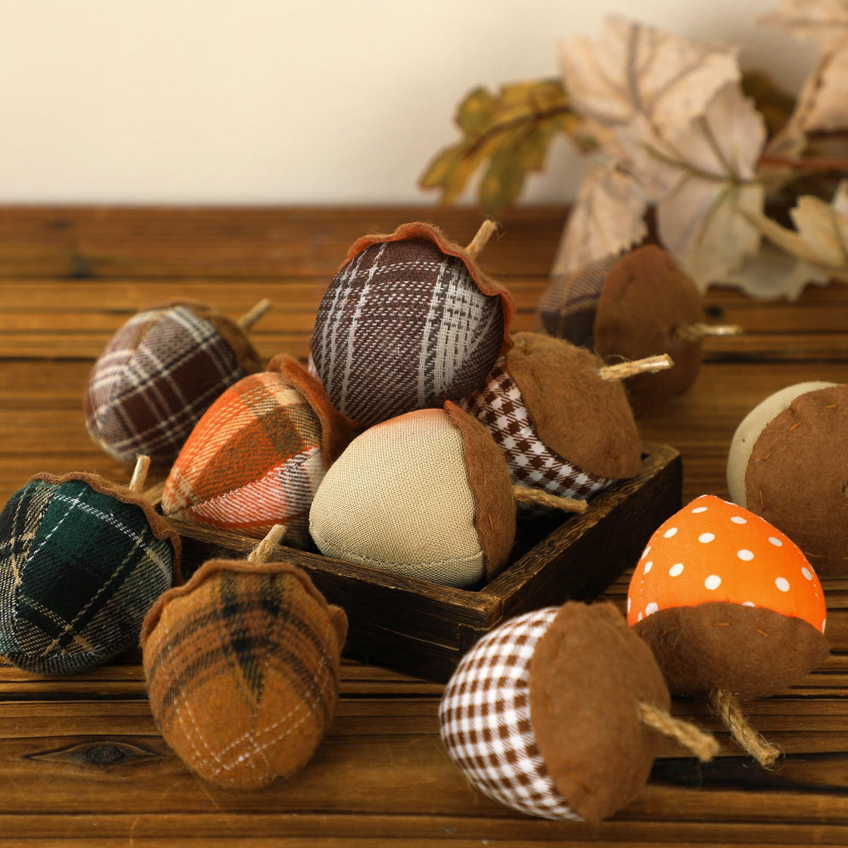 SmoothNovelty Felt Acorn Ornaments, 3.15 Inch Diameter, Set of 12