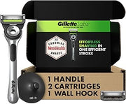 Gillette Labs Men's Razor Set, 1 Shower Hook, 1 Handle, 2 Blade Refills, Silver and Black