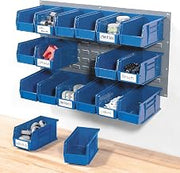 Global Industrial Wall Panels With (18) Blue Hanging Bins, 36x11x19