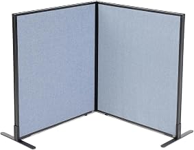 Global Industrial 36-1/4"W x 42" H Freestanding 2-Panel Corner Room Divider, Blue
