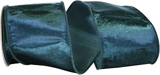 Reliant Ribbon Designer Plush Velvet Elite Wired Edge Ribbon, 4 Inch X 5 Yards, Blue