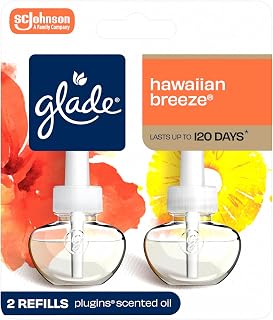 Glade PlugIns Refills Air Freshener, Scented and Essential Oils for Home and Bathroom, Hawaiian Breeze, 1.34 Fl Oz, 2 Count