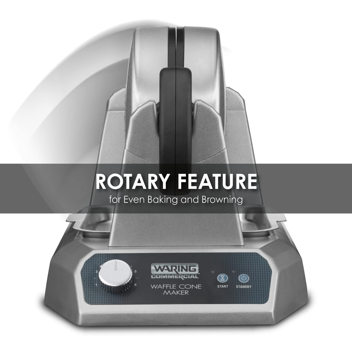 Single Waffle Cone Maker with Rotary Feature by Waring – Stainless Steel, Silver, Pack of 3, Model WWCM180