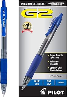 PILOT G2 Premium Gel Roller Pens, Blue Ink Pens Fine Point, Pack of 12