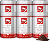 illy Ground Moka Coffee, Classico Medium Roast, 8.8oz, 6 Pack