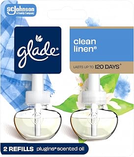 Glade PlugIns Refills Air Freshener, Scented and Essential Oils for Home and Bathroom, Clean Linen, 1.34 Fl Oz, 2 Count