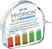 Micro Essential Laboratory QT-10 HYDRION Quat 2-Chain Sanitizer Test Paper Roll, 0-400 ppm - Case of 10 Rolls