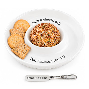 Mud Pie Ceramic Appetizer Dish And Spreader, White, 9.5 Inch