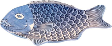 G.E.T. 370-12-BL Melamine Fish Serving Platter, 12" x 8.25", Blue (Set of 12) | Dishwasher safe, Shatterproof, Stackable design, Great for Dinner Portions, Fish, Seafood, Entrees and Table Service