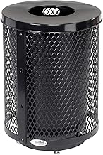 Global Industrial Outdoor Diamond Steel Trash Can, Flat Lid, Raised Base