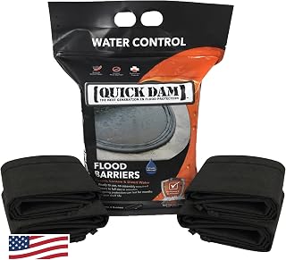 Quick Dam QD65-4 Water Activated 5ft Flood Barrier, 4 Pack, Black | absorb, contain & divert problem flood water