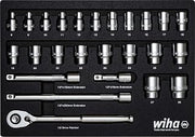 Wiha 338-91 Socket Set, 26 pcs Metric 1/2 Drive