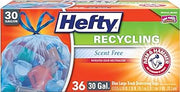 Hefty Recycling Large Trash/Garbage Bags (Blue, Drawstring, 30 Gallon, 36 Count)