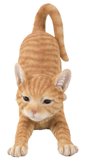 Orange Tabby Cat Stretching by HI-LINE – Resin, Orange & Cream, Model 87757-O