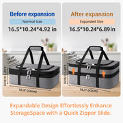 Miaojie Insulated Casserole Carrier, Double Layer Expandable, Gray