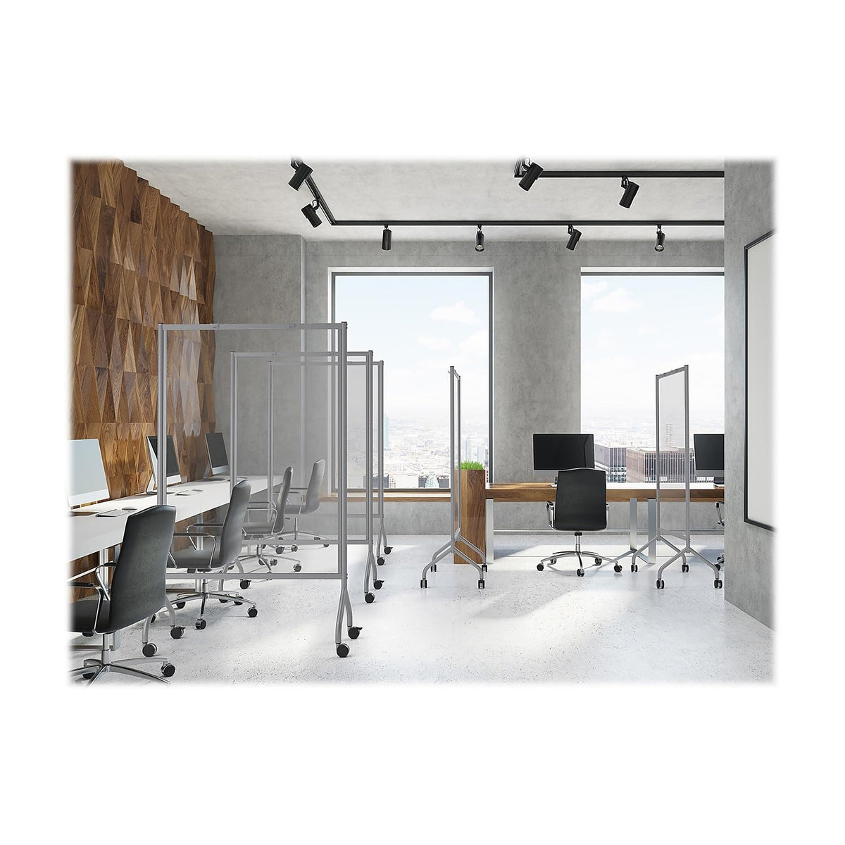 Impromptu Screen Gray Clear Acrylic 42" x 72" by Safco – Steel (frame); Translucent Polycarbonate, Clear, Model 8510GRCL