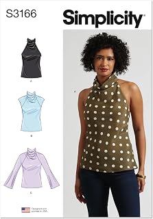 Simplicity S3166 Women's Cowl-Neck Top Sewing Pattern, Sizes 10-18