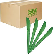 ECO PRODUCTS Compostable CPLA 6" Plastic Knives, Case of 1000, Disposable Green Knife, Plantware Cutlery, Renewable Material Made from Plants, Sturdy and Strong, BPI-Certified