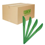 Compostable CPLA 6" Plastic Knives by ECO PRODUCTS – 6" knife, Polylactide (PLA), Green, Pack of 1000, Model EP-S011G