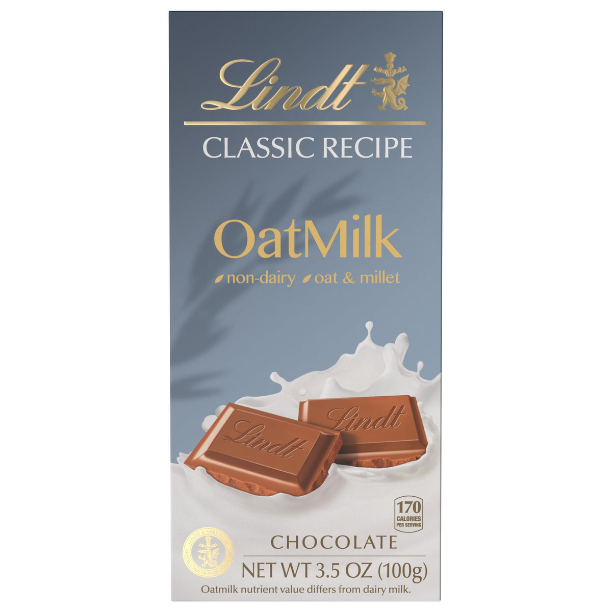 CLASSIC RECIPE OAT MILK Plain Chocolate Bar by Lindt – 3.5 Ounce (Pack of 1)