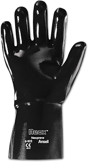 Ansell 9-924 Neox Neoprene Gloves, Black, Smooth, Size 10