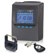 Calculating Atomic Time Clock by Lathem – 1 Pack, ABS Plastic, Gray/Blue, Model 7500E
