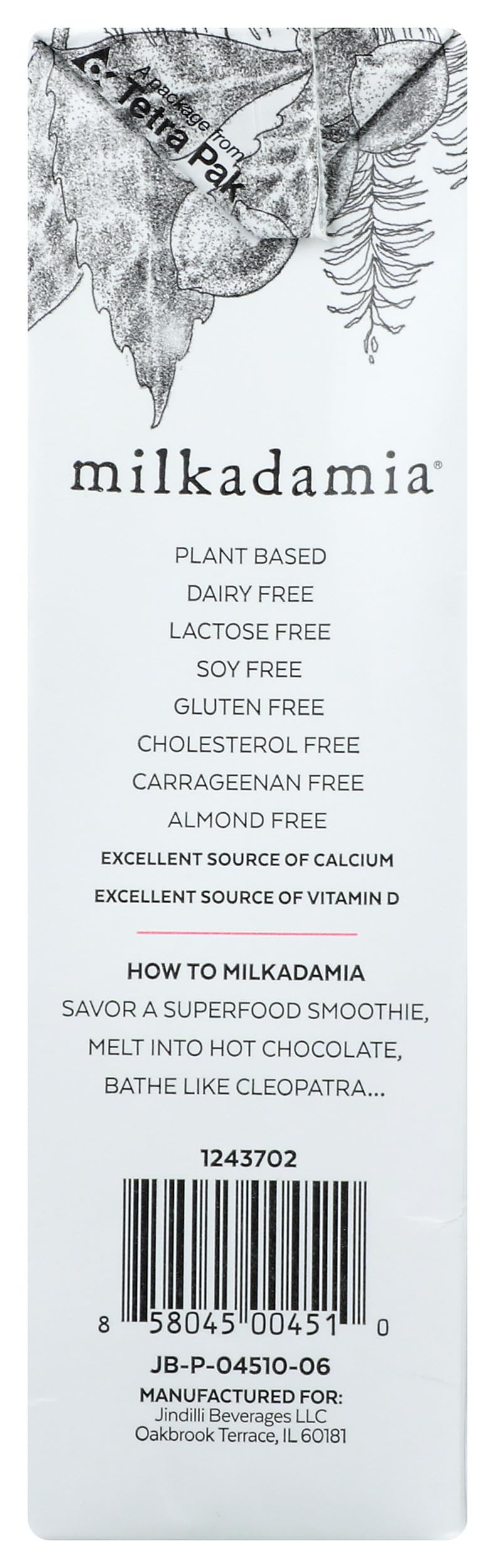 Macadamia Milk Unsweetened Vanilla, 32 Fl Oz by Milkadamia – 32 Fl Oz (Pack of 1), Model 0858045004510