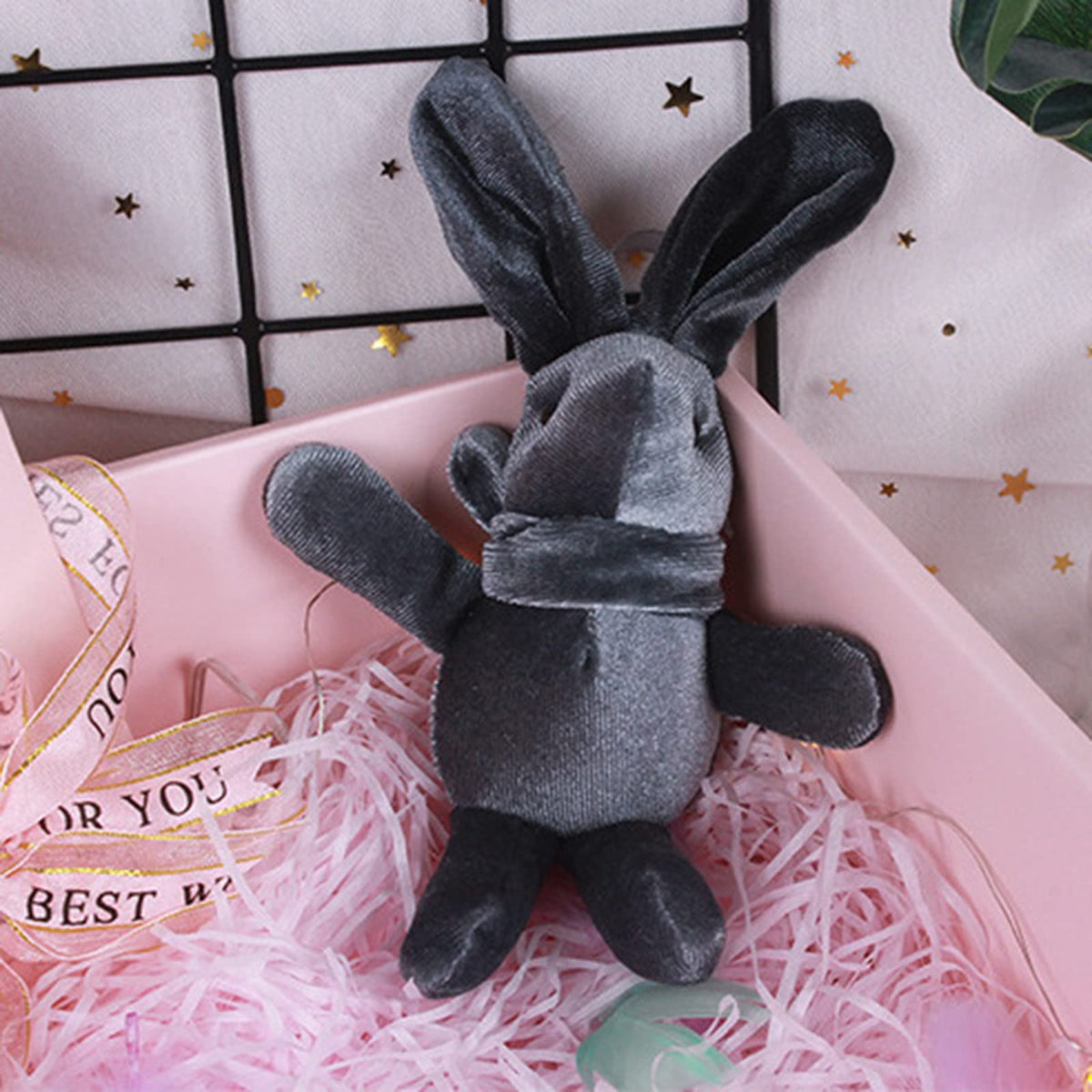 Ball Garland Glass Plush Rabbit Gift Rabbit Doll Decoration Pendant Easter Decoration Hangs Mini Valentine Gnomes (Dark Gray by Cakina – Glass