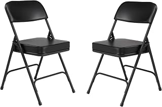 Premium Cushioned Portable Folding Chairs by National Public Seating – 3200 Series Upholstered, Heavy-Duty Foldable Chairs for Indoor & Outdoor Use – Set of 2, Comfortable & Durable, Black