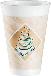 Dart 16X16G Café G Foam Hot/Cold Cups, 16oz, White w/Brown & Green (Case of 1000)