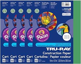 Tru-Ray Construction Paper, Holiday Green, 9" x 12", 50 Sheets Per Pack, 5 Packs
