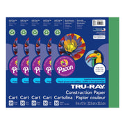 Tru-Ray Construction Paper by DIXON TICONDEROGA CO - PACON – 9 x 12 inches, Paper, Holiday Green, Pack of 5, Model PAC102960-5