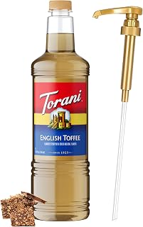 Torani English Toffee Syrup 1L with Pump Coffee Flavoring for Lattes & Drinks
