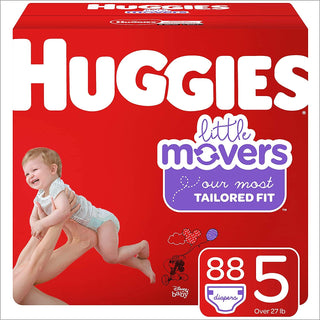 Little Movers Baby Diapers by HUGGIES – Size 5 (88 Count), Fiber, White, Model 10036000495116