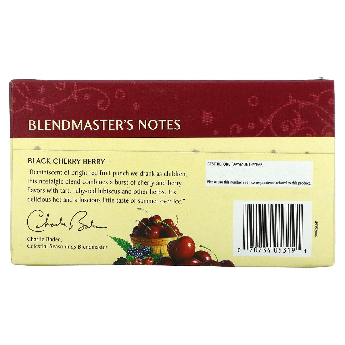 Celestial Seasonings Black Cherry Berry / 20 Count (Pack of 2) / 2 Tea Samplers