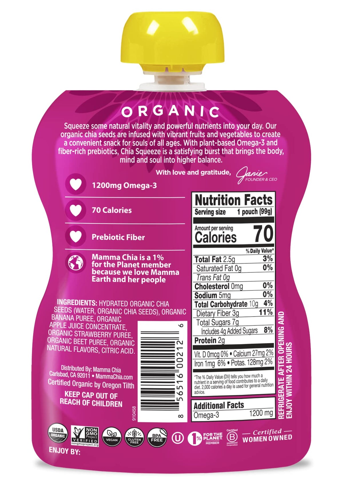 Mamma Chia Strawberry Banana / 3.5 Ounce (Pack of 24) / Snack Fruit Snacks