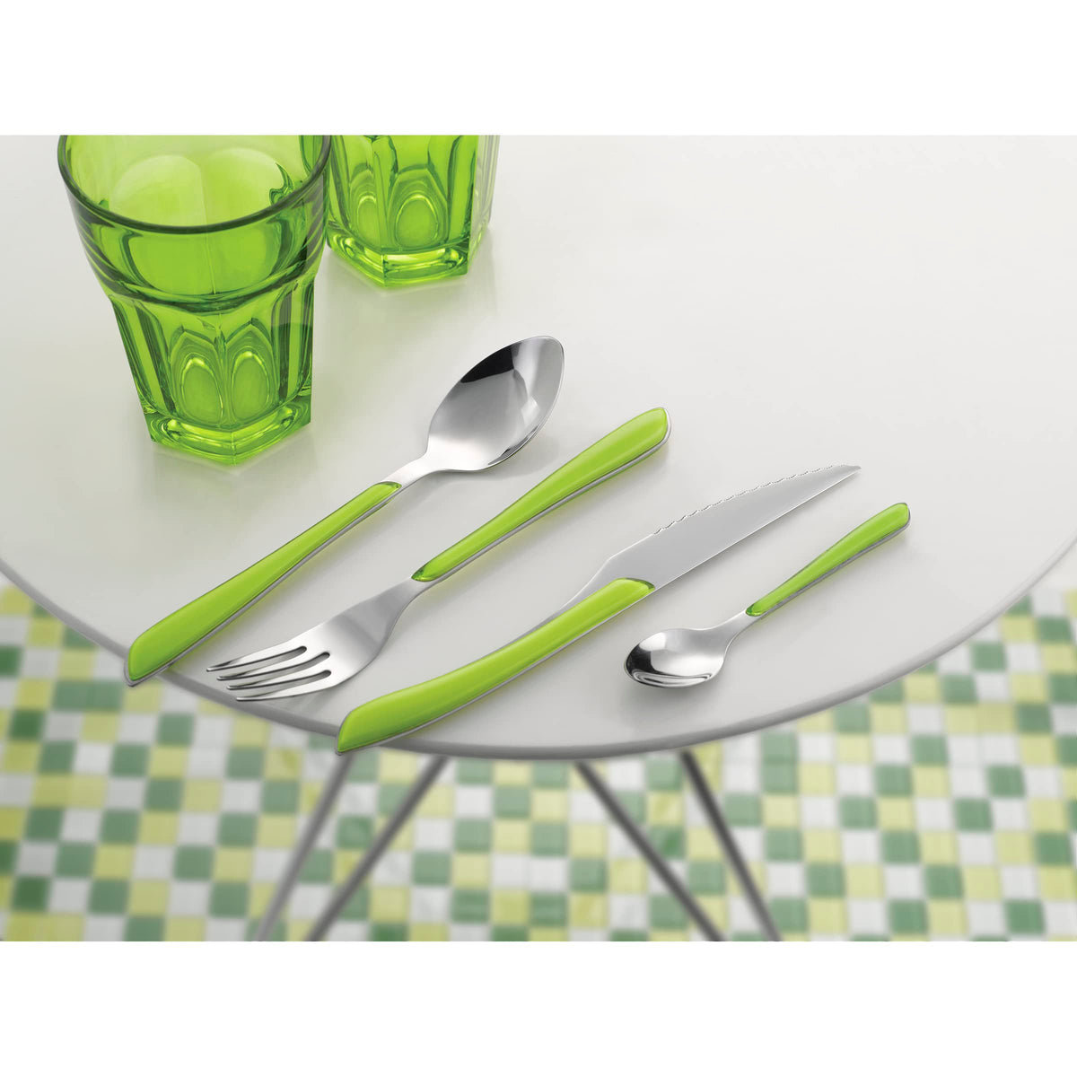 Amefa 32 Piece Cutlery Set for 8 People / Green / Modern Flatware Sets
