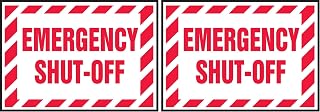 Accuform Signs LELC912XVE Adhesive Dura-Vinyl Safety Label, Legend "Emergency Shut-Off", 3.5" Length x 5" Width x 0.006" Thickness, Red on White (Pack of 2)