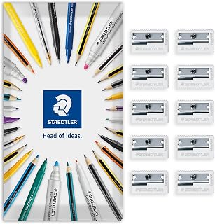 STAEDTLER Metal Pencil Sharpener - 510 10 - Pack of 10 Sharpeners in Envelope Gift Packaging (Single Hole)