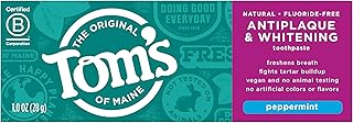Tom's of Maine Fluoride-Free Antiplaque & Whitening Toothpaste, Travel Size, Peppermint, 1 oz. 12-Pack
