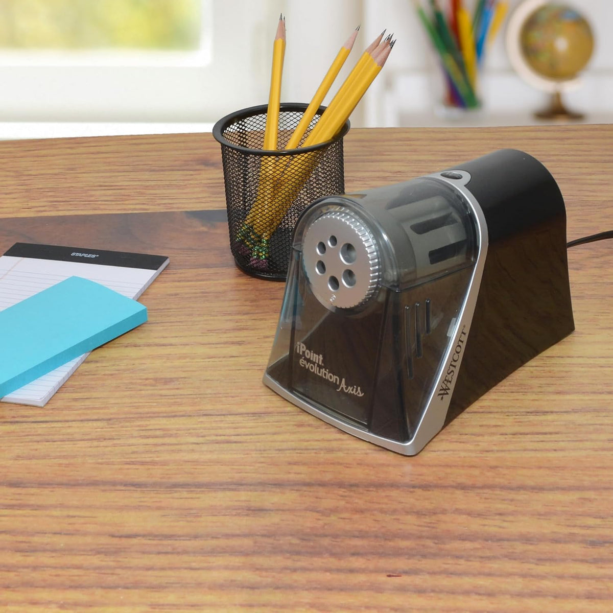 iPoint Evolution Axis Heavy Duty Electric Pencil Sharpener for Classroom by Westcott – Pack of 1, Plastic, Black/Grey, Model ACM15509