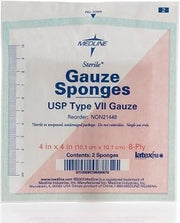 Medline Sterile Woven Cotton Gauze Sponges, 8-Ply, 4 x 4 Inch, Packaged in 2-Pack, One Trial-Size 2-Pack