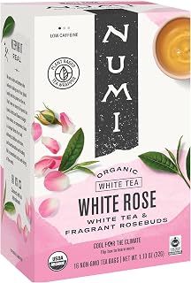 Numi Tea Organic Tea White Rose, Full Leaf White Tea (6x16 Bag)