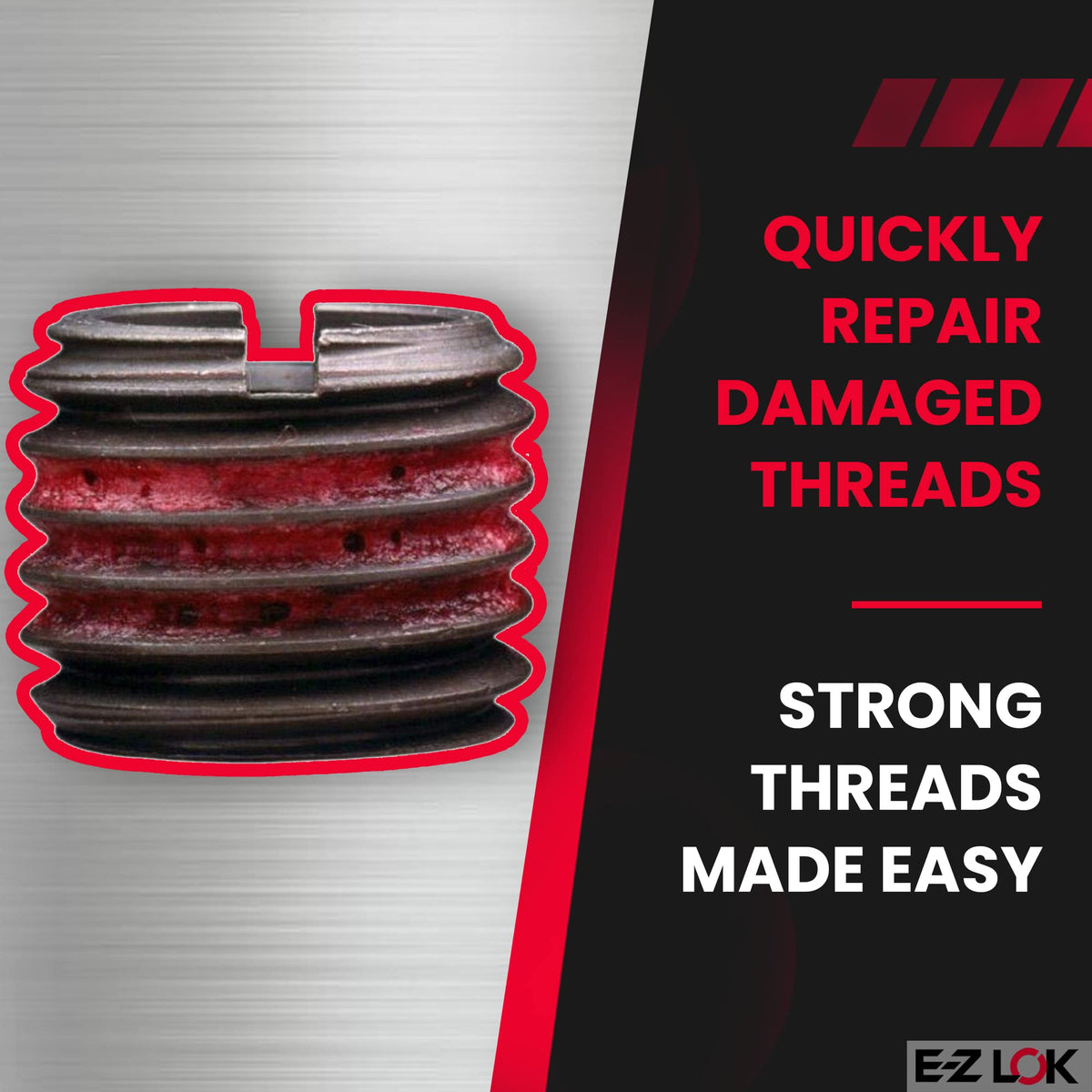 E-Z LOK Pack of 10 / 10 / 1/4-20 Internal Threads, 1/2-13 External Threads, 0.484 Length Thread Locking Inserts