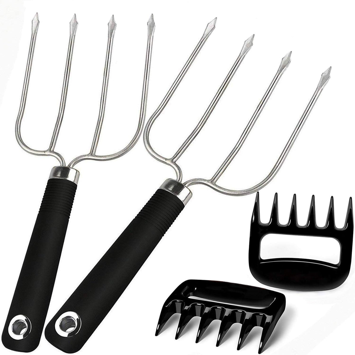 MTNZXZ Turkey Lifting Forks and Meat Claws Set, Stainless Steel, Silver