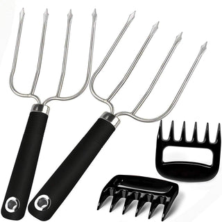 MTNZXZ Turkey Lifting Forks and Meat Claws Set, Stainless Steel, Silver