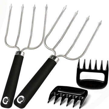 MTNZXZ Turkey Lifting Forks and Meat Claws Set, Stainless Steel, Silver